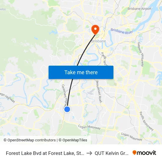 Forest Lake Bvd at Forest Lake, Stop E to QUT Kelvin Grove map