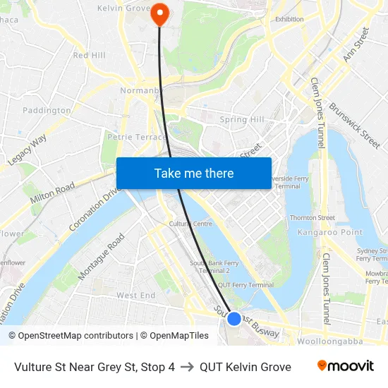 Vulture St Near Grey St, Stop 4 to QUT Kelvin Grove map