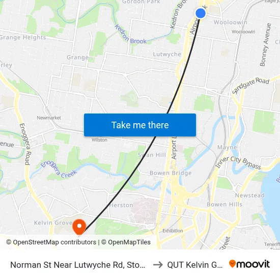 Norman St Near Lutwyche Rd, Stop 24/25 to QUT Kelvin Grove map
