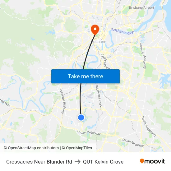 Crossacres Near Blunder Rd to QUT Kelvin Grove map