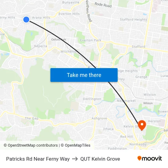Patricks Rd Near Ferny Way to QUT Kelvin Grove map