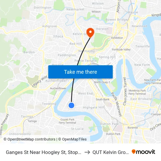 Ganges St Near Hoogley St, Stop 13 to QUT Kelvin Grove map