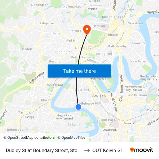 Dudley St at Boundary Street, Stop 24 to QUT Kelvin Grove map