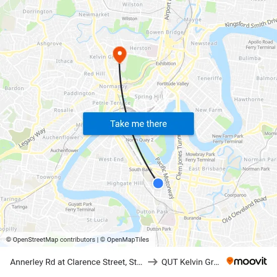 Annerley Rd at Clarence Street, Stop 7 to QUT Kelvin Grove map