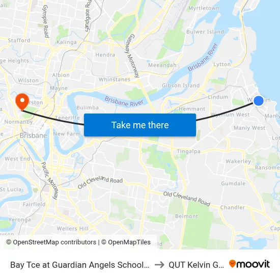 Bay Tce at Guardian Angels School Stop 95 to QUT Kelvin Grove map