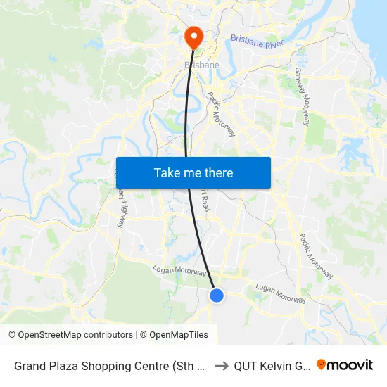 Grand Plaza Shopping Centre (Sth Car Park) to QUT Kelvin Grove map