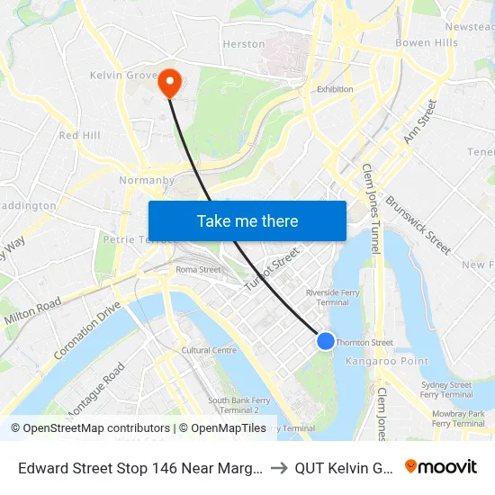 Edward Street Stop 146 Near Margaret St to QUT Kelvin Grove map