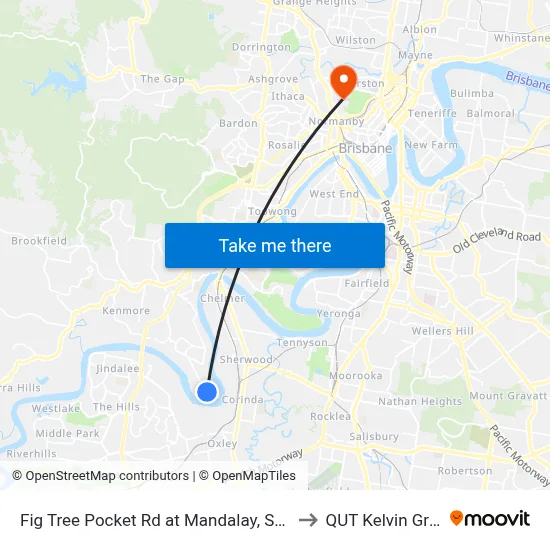 Fig Tree Pocket Rd at Mandalay, Stop 44 to QUT Kelvin Grove map