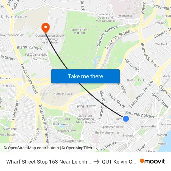 Wharf Street Stop 163 Near Leichhardt St to QUT Kelvin Grove map