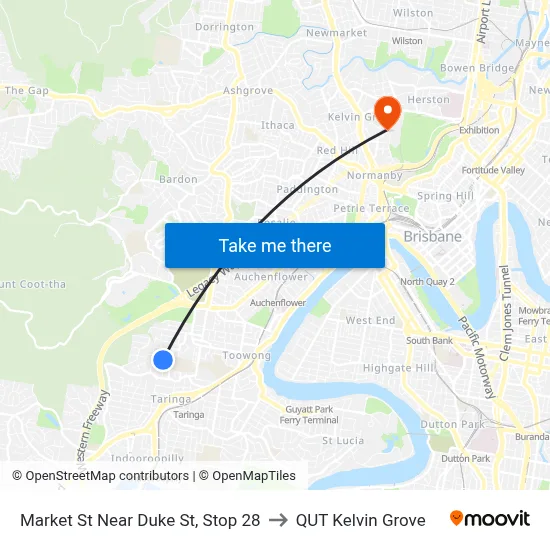 Market St Near Duke St, Stop 28 to QUT Kelvin Grove map
