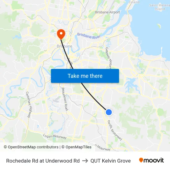 Rochedale Rd at Underwood Rd to QUT Kelvin Grove map