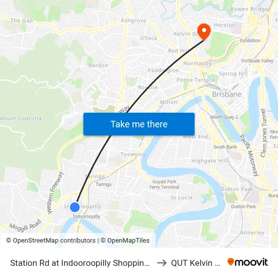 Station Rd at Indooroopilly Shopping Ctr, Stop E to QUT Kelvin Grove map