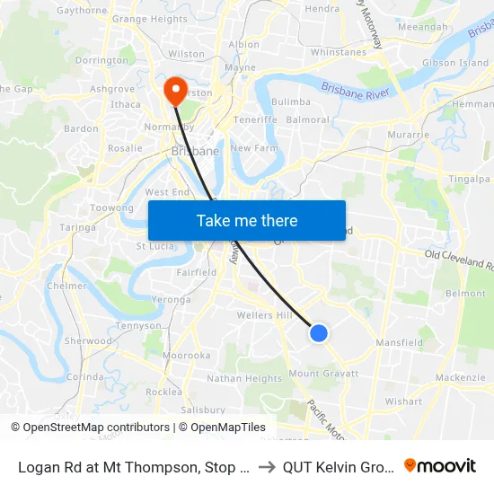 Logan Rd at Mt Thompson, Stop 34 to QUT Kelvin Grove map