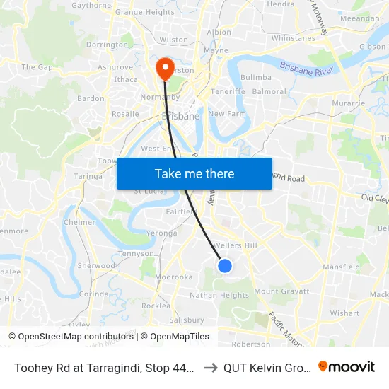 Toohey Rd at Tarragindi, Stop 44/48 to QUT Kelvin Grove map