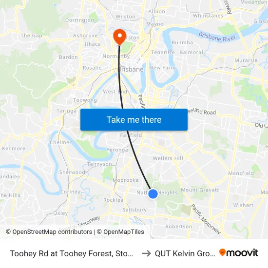 Toohey Rd at Toohey Forest, Stop 53 to QUT Kelvin Grove map