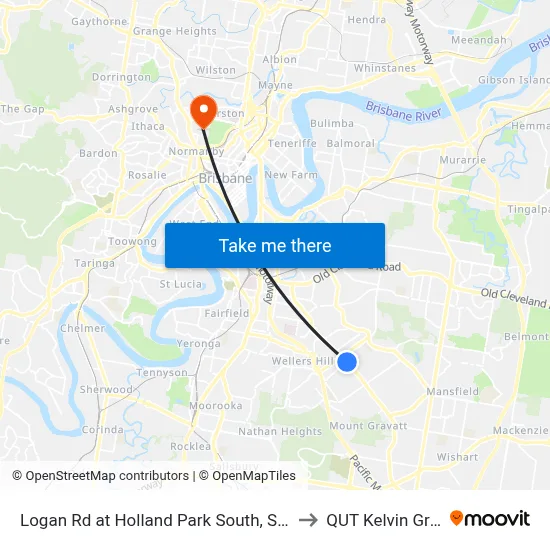 Logan Rd at Holland Park South, Stop 31 to QUT Kelvin Grove map