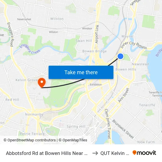 Abbotsford Rd at Bowen Hills Near Folkestone St to QUT Kelvin Grove map