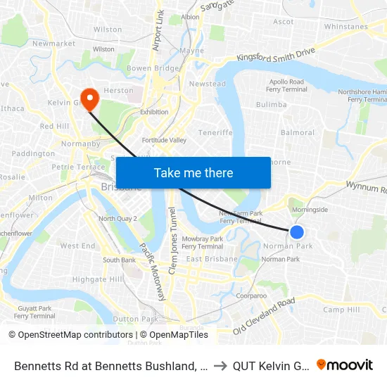 Bennetts Rd at Bennetts Bushland, Stop 29 to QUT Kelvin Grove map