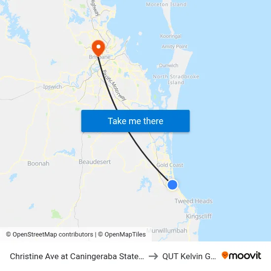 Christine Ave at Caningeraba State School to QUT Kelvin Grove map