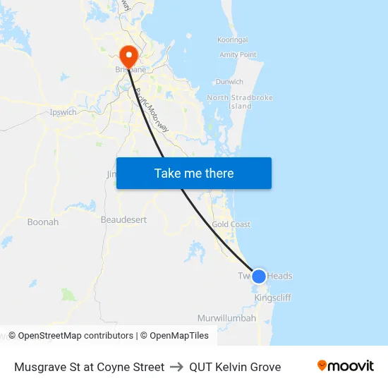 Musgrave St at Coyne Street to QUT Kelvin Grove map