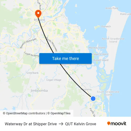 Waterway Dr at Shipper Drive to QUT Kelvin Grove map