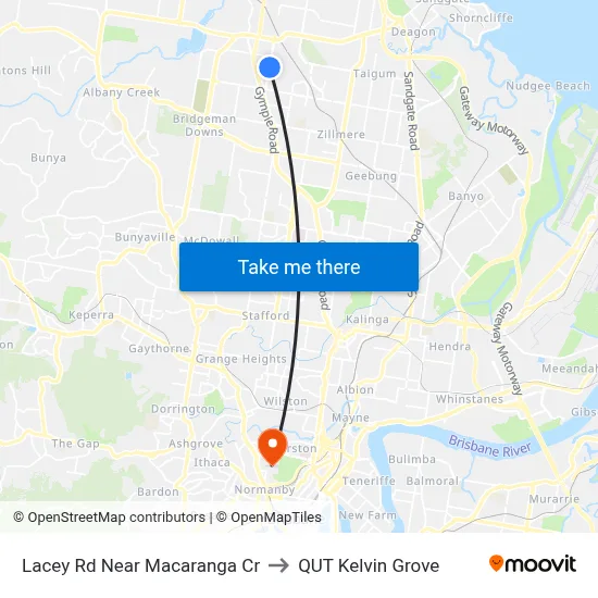 Lacey Rd Near Macaranga Cr to QUT Kelvin Grove map