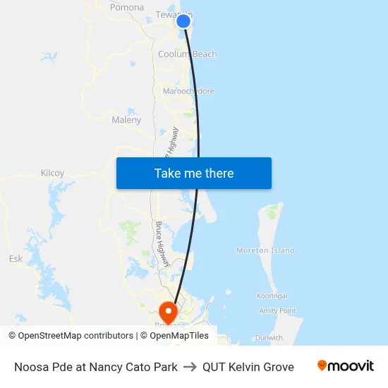 Noosa Pde at Nancy Cato Park to QUT Kelvin Grove map