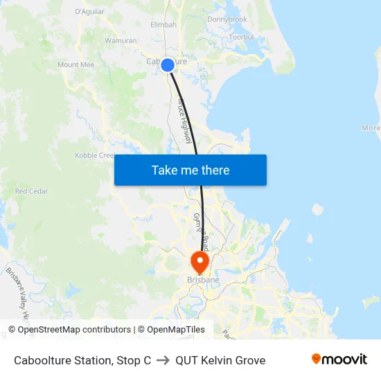 Caboolture Station, Stop C to QUT Kelvin Grove map