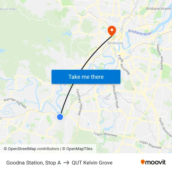 Goodna Station, Stop A to QUT Kelvin Grove map