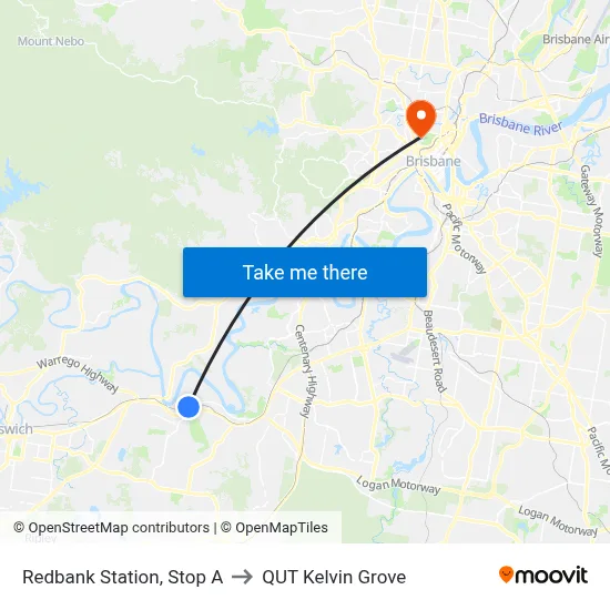 Redbank Station, Stop A to QUT Kelvin Grove map