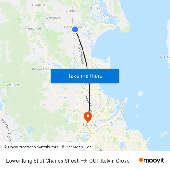 Lower King St at Charles Street to QUT Kelvin Grove map