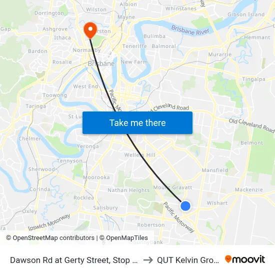 Dawson Rd at Gerty Street, Stop 79 to QUT Kelvin Grove map