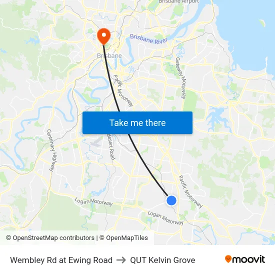 Wembley Rd at Ewing Road to QUT Kelvin Grove map