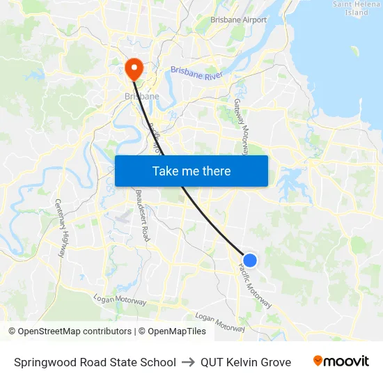 Springwood Road State School to QUT Kelvin Grove map