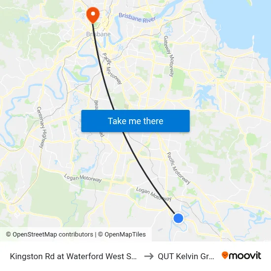 Kingston Rd at Waterford West Shops to QUT Kelvin Grove map