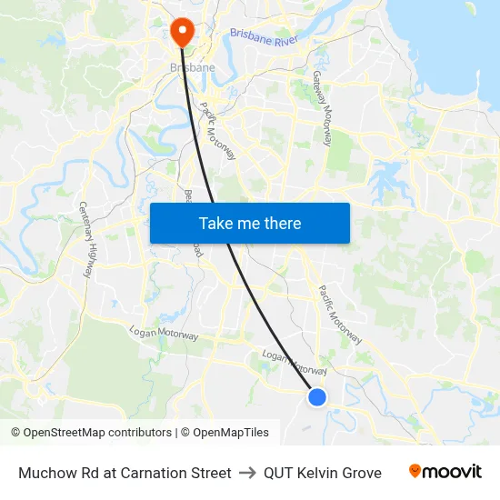 Muchow Rd at Carnation Street to QUT Kelvin Grove map