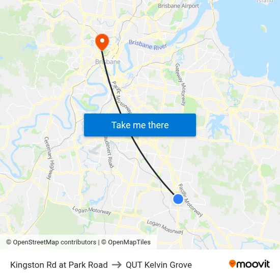Kingston Rd at Park Road to QUT Kelvin Grove map