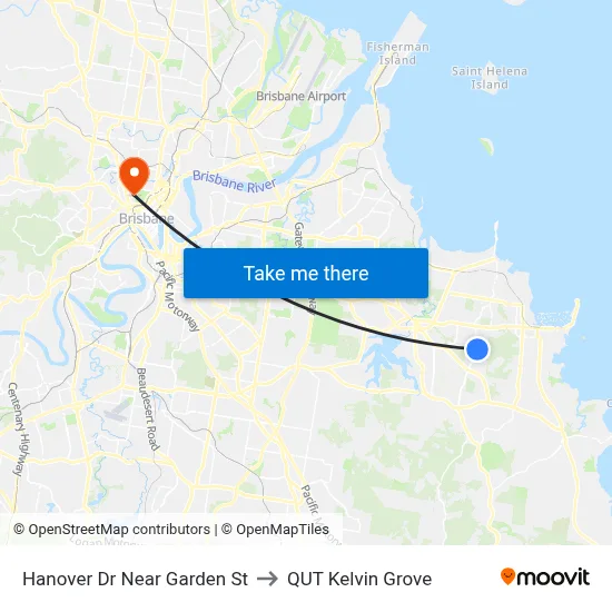 Hanover Dr Near Garden St to QUT Kelvin Grove map