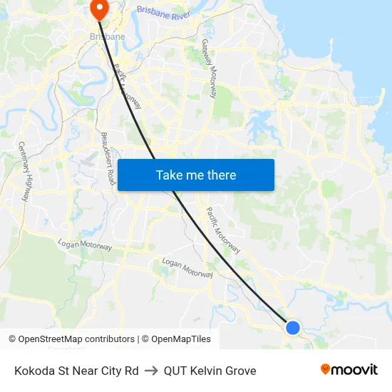 Kokoda St Near City Rd to QUT Kelvin Grove map
