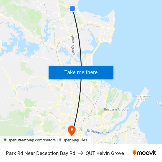 Park Rd Near Deception Bay Rd to QUT Kelvin Grove map
