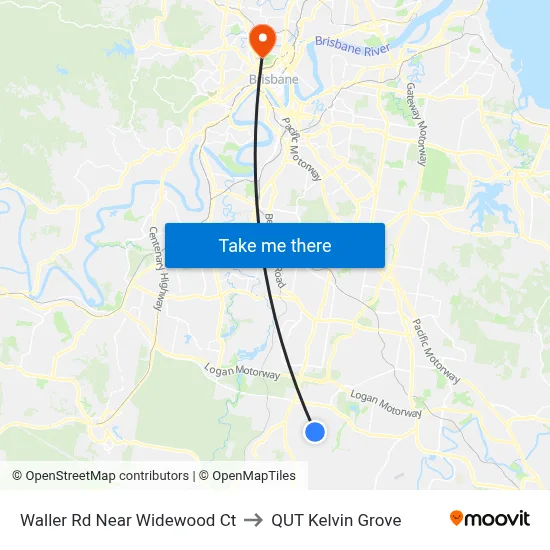 Waller Rd Near Widewood Ct to QUT Kelvin Grove map