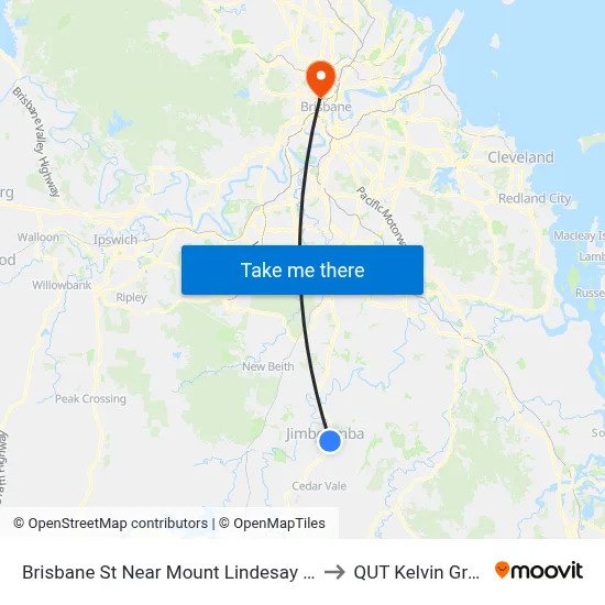 Brisbane St Near Mount Lindesay Hwy to QUT Kelvin Grove map