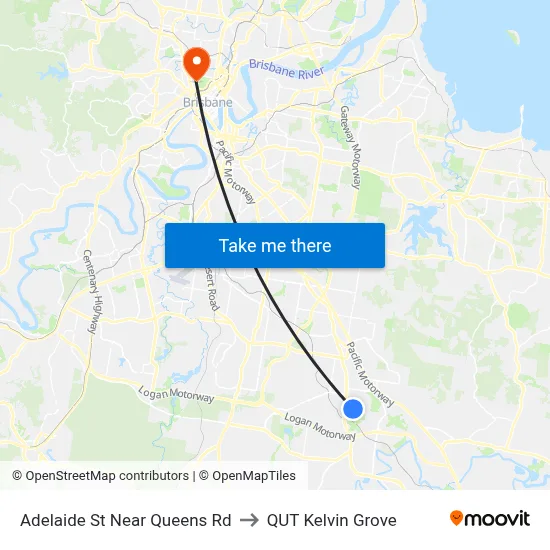 Adelaide St Near Queens Rd to QUT Kelvin Grove map