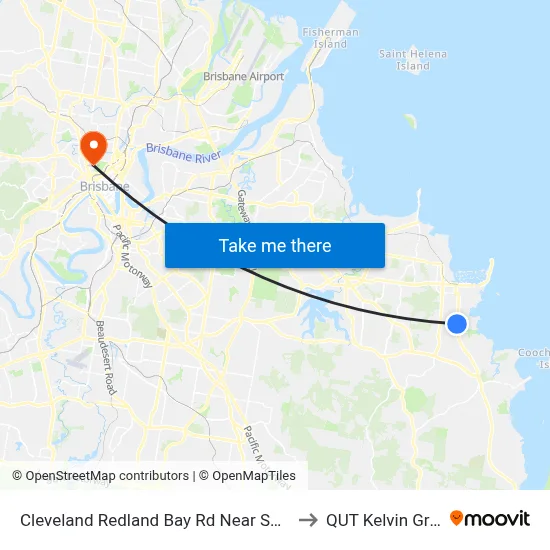 Cleveland Redland Bay Rd Near South St to QUT Kelvin Grove map