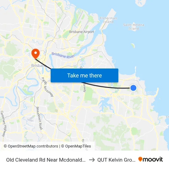 Old Cleveland Rd Near Mcdonald Rd to QUT Kelvin Grove map
