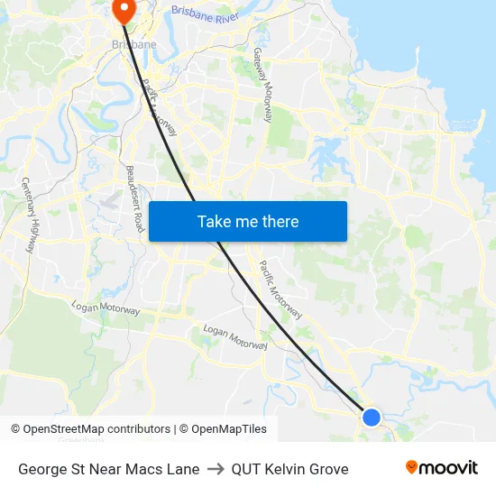 George St Near Macs Lane to QUT Kelvin Grove map
