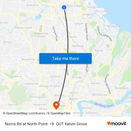 Norris Rd at North Point to QUT Kelvin Grove map