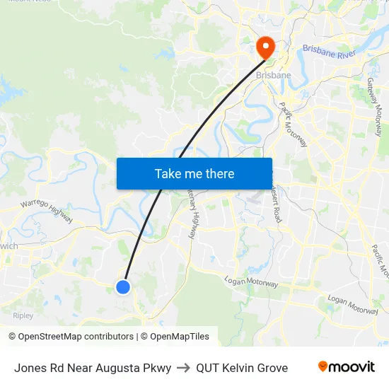 Jones Rd Near Augusta Pkwy to QUT Kelvin Grove map