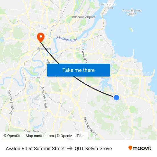 Avalon Rd at Summit Street to QUT Kelvin Grove map