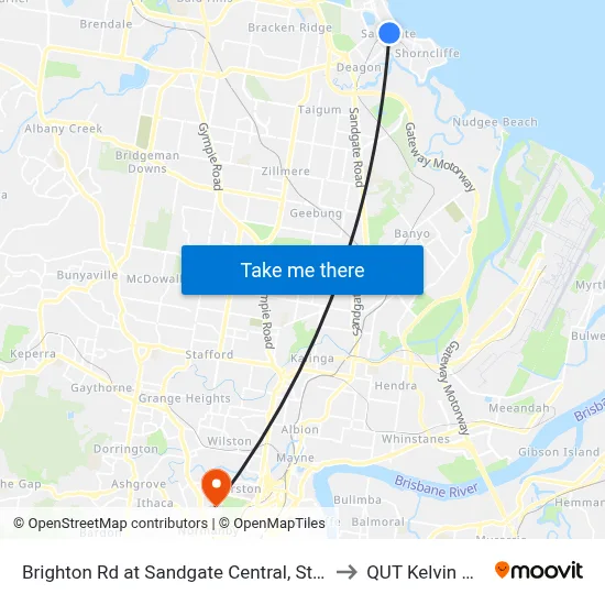 Brighton Rd at Sandgate Central, Stop 34/33 to QUT Kelvin Grove map